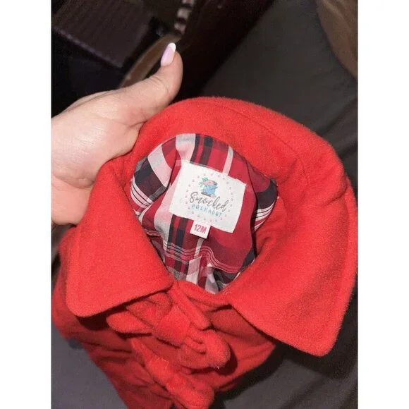 girls smocked polkadot red jacket 12 months - Picture 2 of 3